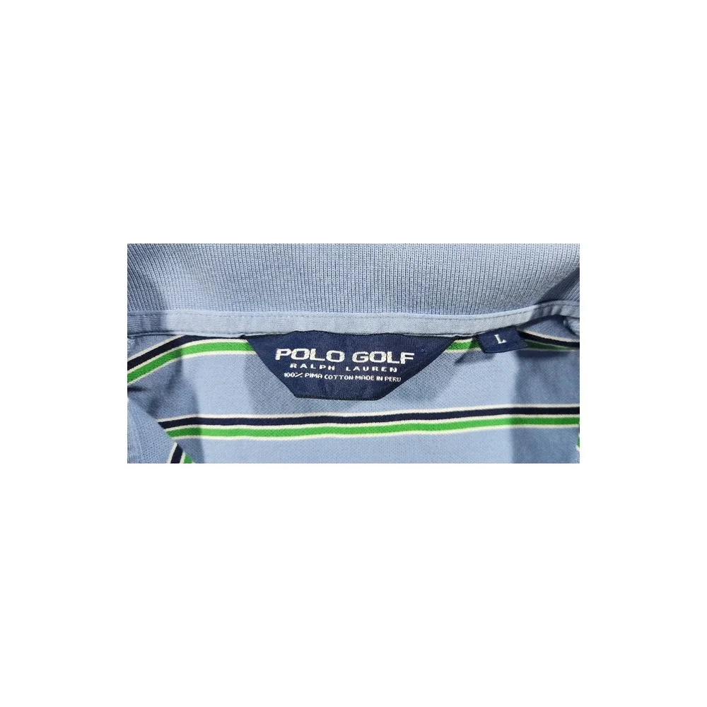 Polo Golf Ralph Lauren Mens Size Large Blue Striped Short‎ Sleeve Shirt